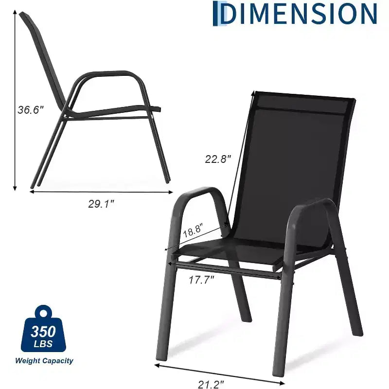 Sedie da patio, set di 4/6 sedie da pranzo impilabili per esterni, leggere e resistenti a tutte le condizioni atmosferiche, in textilene, con braccioli, per giardino e bordo piscina