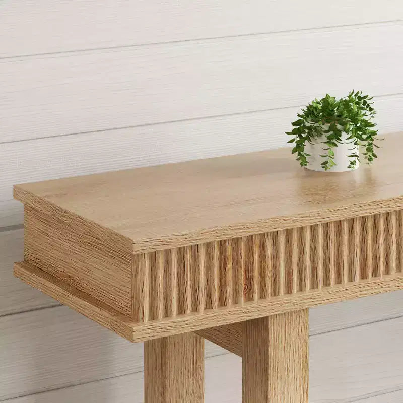 Consolle in legno scanalato stile fattoria a 2 ripiani con scaffale portaoggetti rettangolare stretto, tavolo da ingresso dietro il divano per foyer, corridoio, soggiorno