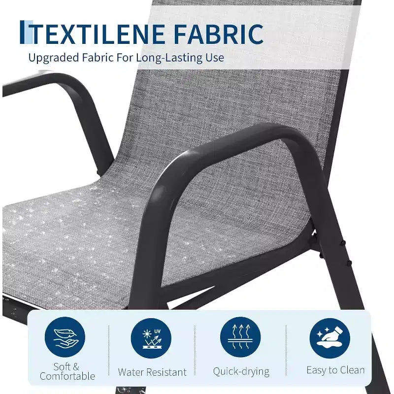 Sedie da patio, set di 4/6 sedie da pranzo impilabili per esterni, leggere e resistenti a tutte le condizioni atmosferiche, in textilene, con braccioli, per giardino e bordo piscina
