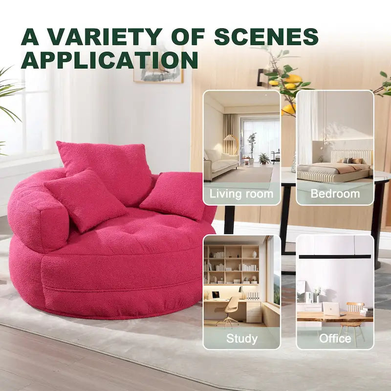 Poltrona rotonda Lazy Sofa - Bianco/Blu/Grigio/Giallo/Arancione/Rosa acceso/Blu navy/Verde, posto singolo e doppio