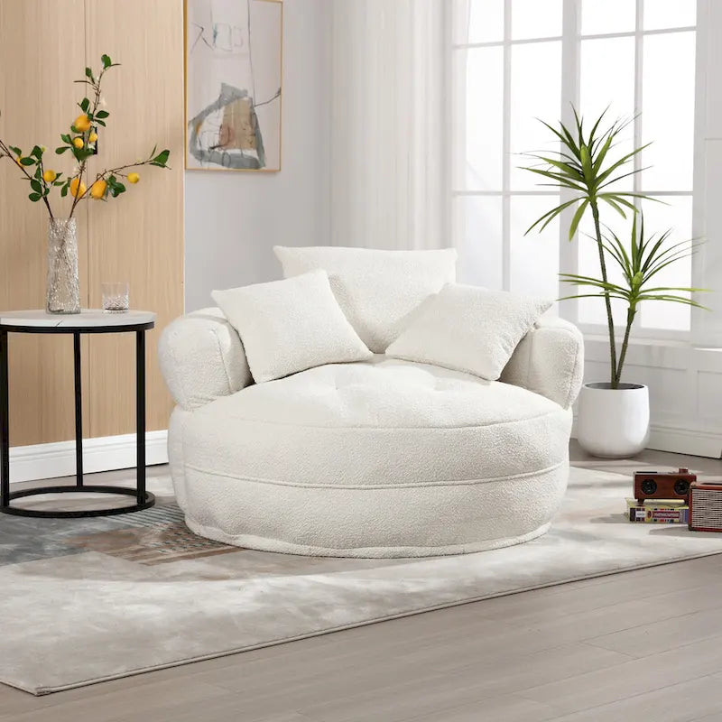 Poltrona rotonda Lazy Sofa - Bianco/Blu/Grigio/Giallo/Arancione/Rosa acceso/Blu navy/Verde, posto singolo e doppio