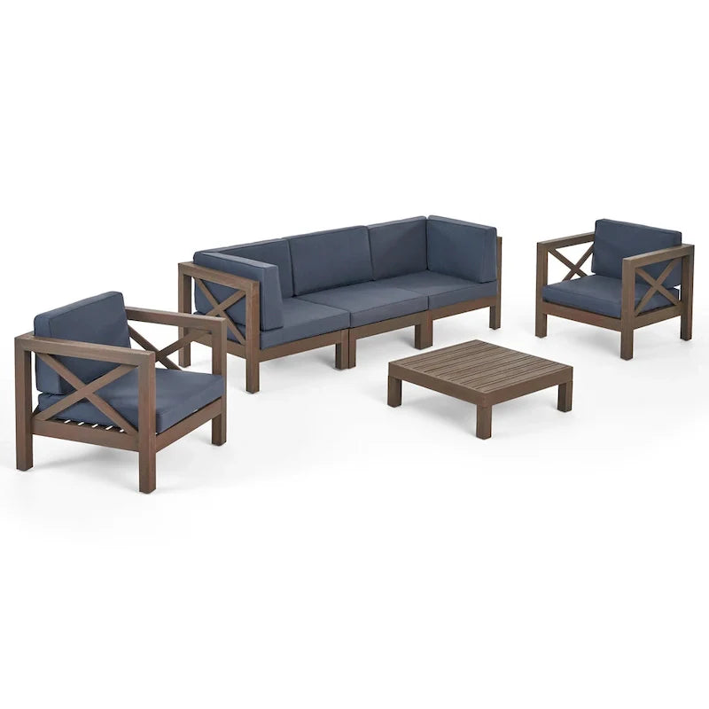 Set da conversazione da esterno Brava in legno di acacia, 6 pezzi, di Christopher Knight Home