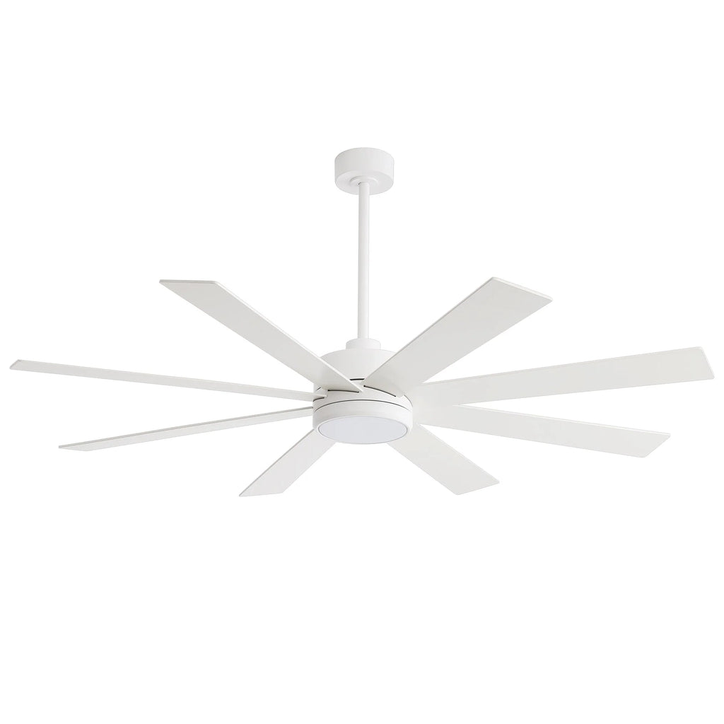 Ventilatore da soffitto nero da 65 pollici con 8 pale, LED, luce e telecomando