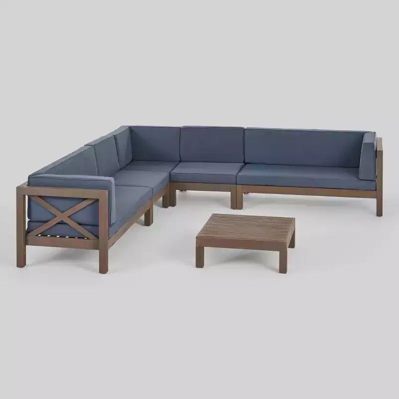 Brava Set Sezionale da Esterno 6 Pezzi in Legno di Acacia - Christopher Knight Home