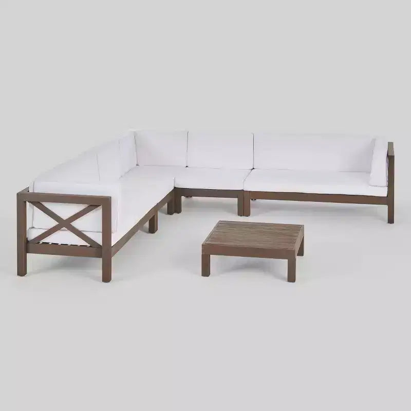 Brava Set Sezionale da Esterno 6 Pezzi in Legno di Acacia - Christopher Knight Home