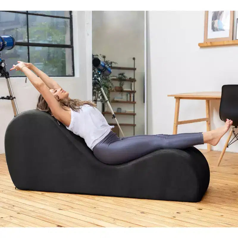 Chaise longue Avana Sleek per yoga - Prodotta negli USA - Ideale per stretching, relax, esercizio e altro, 60D x 18W x 26H pollici, grigio chiaro