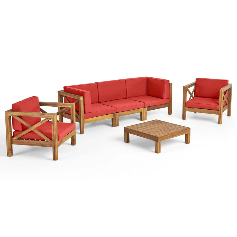 Set da conversazione da esterno Brava in legno di acacia, 6 pezzi, di Christopher Knight Home