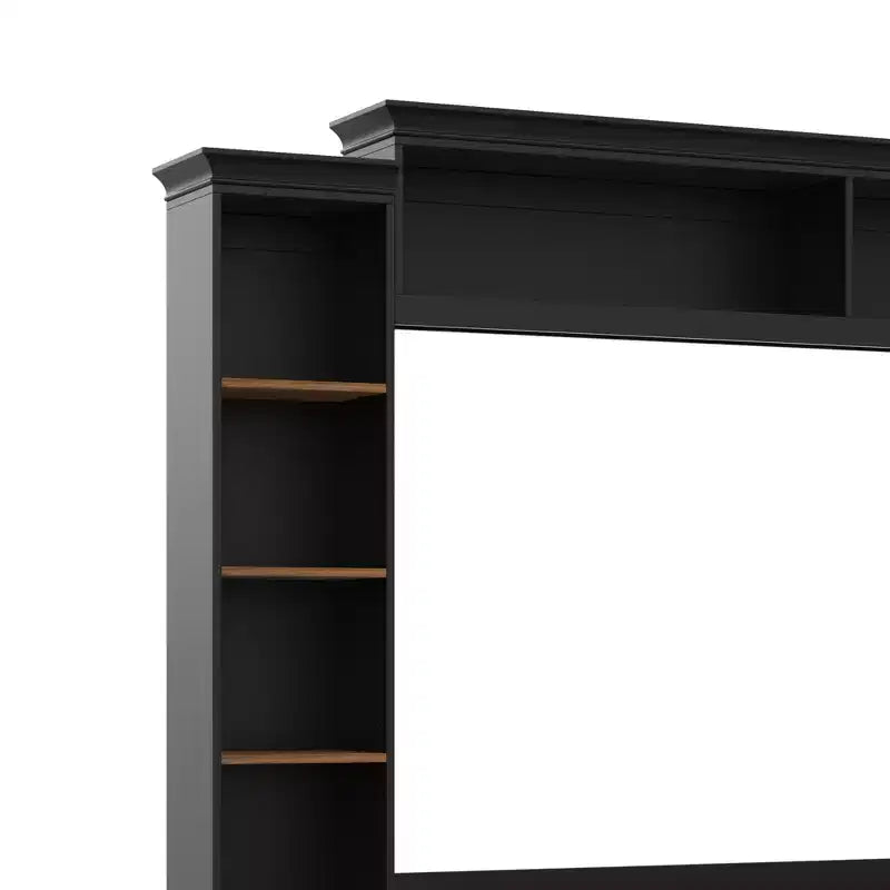 Μονάδα τοίχου κέντρου ψυχαγωγίας ModernLuxe 4-σε-1 σε στιλ αγροικίας, χωρά τηλεοράσεις έως 70, έπιπλο τηλεόρασης και κονσόλα πολυμέσων με ρυθμιζόμενα ράφια και συρτάρια