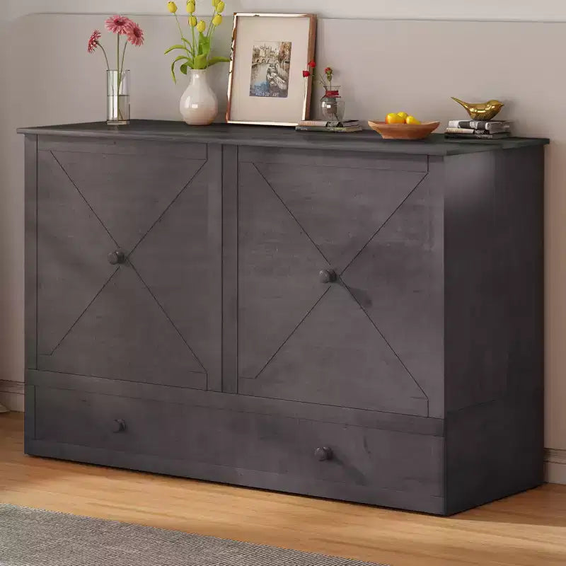 Letto a scomparsa queen Mjkone, letto a cubo con armadio contenitore, stazione di ricarica e spazio portaoggetti