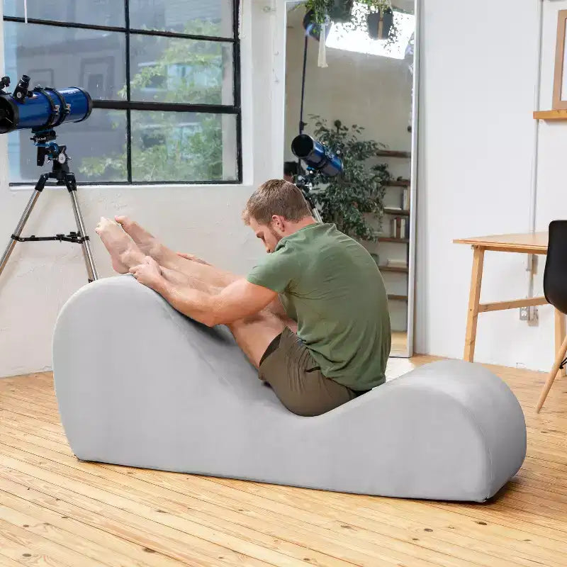 Chaise longue Avana Sleek per yoga - Prodotta negli USA - Ideale per stretching, relax, esercizio e altro, 60D x 18W x 26H pollici, grigio chiaro