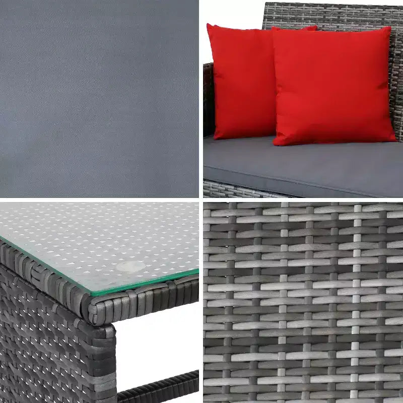 Set di mobili da esterno Ardfield Sunnydaze per conversazione, con divanetto, sedie e tavolo - Grigio e Grigio - 4 pezzi