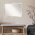 Specchio da parete stretto con cornice argento metallizzato, rettangolare, 1 persona