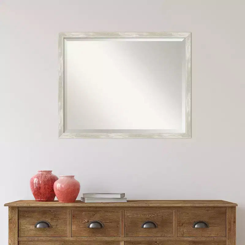 Specchio da parete stretto con cornice argento metallizzato, rettangolare, 1 persona
