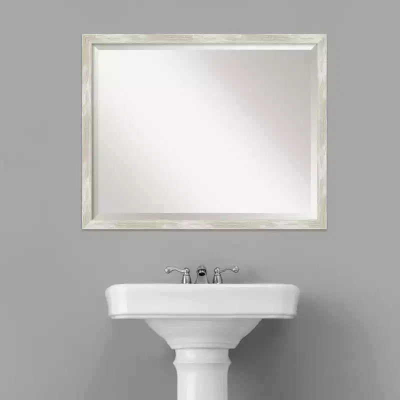 Specchio da parete stretto con cornice argento metallizzato, rettangolare, 1 persona