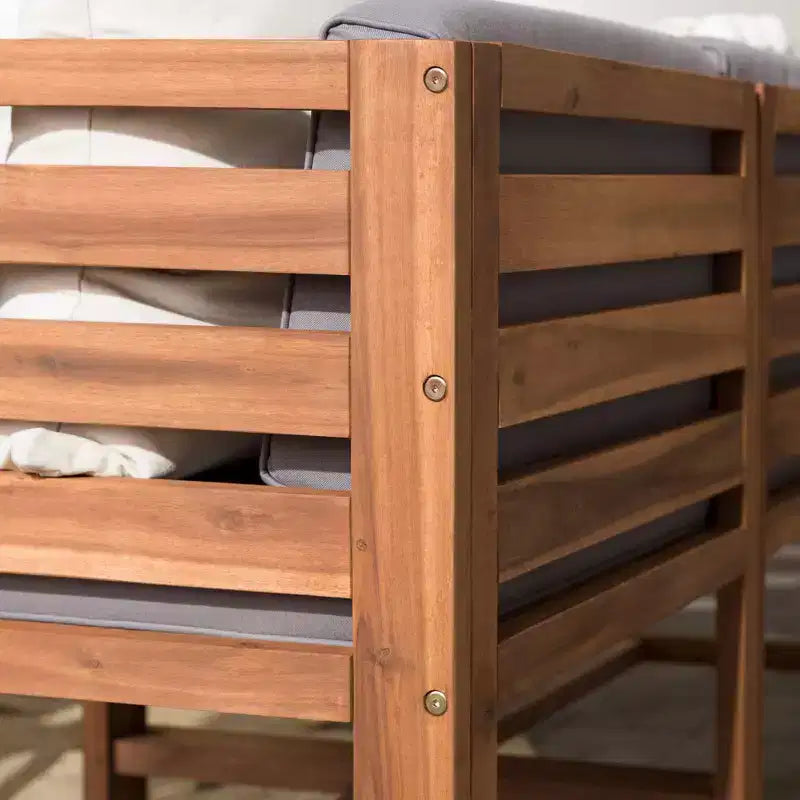Set Divano e Poltrone da Esterno Modulari a 3 Pezzi in Legno di Acacia con Cuscini - Saracina Home