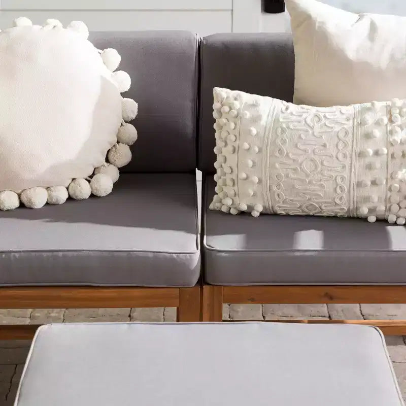 Set Divano e Poltrone da Esterno Modulari a 3 Pezzi in Legno di Acacia con Cuscini - Saracina Home