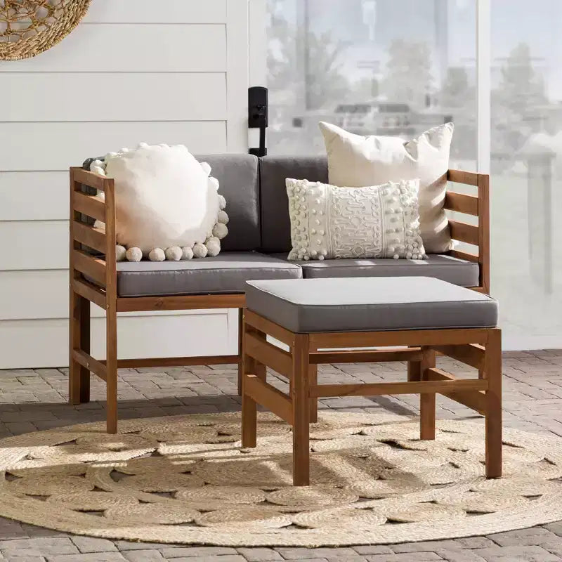 Set Divano e Poltrone da Esterno Modulari a 3 Pezzi in Legno di Acacia con Cuscini - Saracina Home