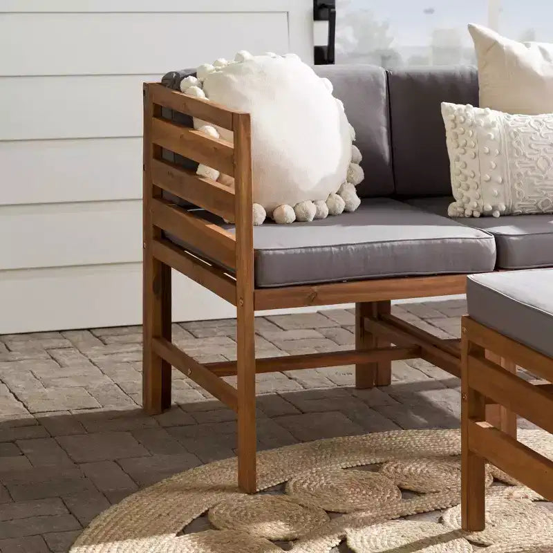 Set Divano e Poltrone da Esterno Modulari a 3 Pezzi in Legno di Acacia con Cuscini - Saracina Home
