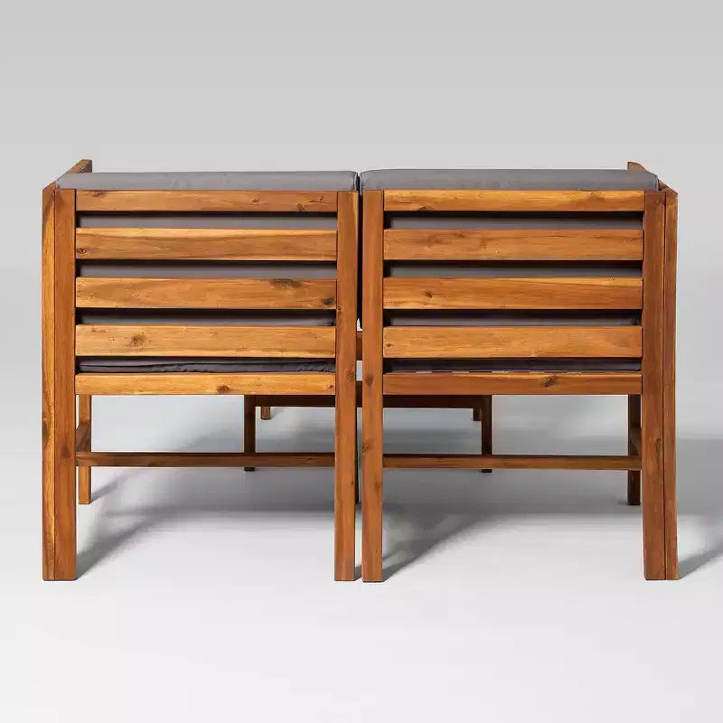 Set Divano e Poltrone da Esterno Modulari a 3 Pezzi in Legno di Acacia con Cuscini - Saracina Home