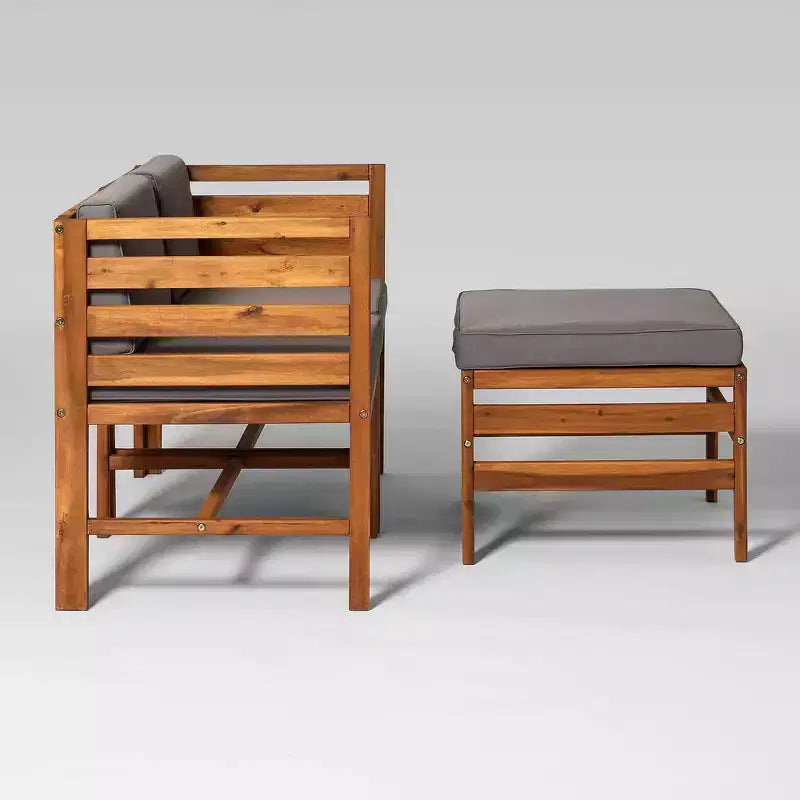 Set Divano e Poltrone da Esterno Modulari a 3 Pezzi in Legno di Acacia con Cuscini - Saracina Home