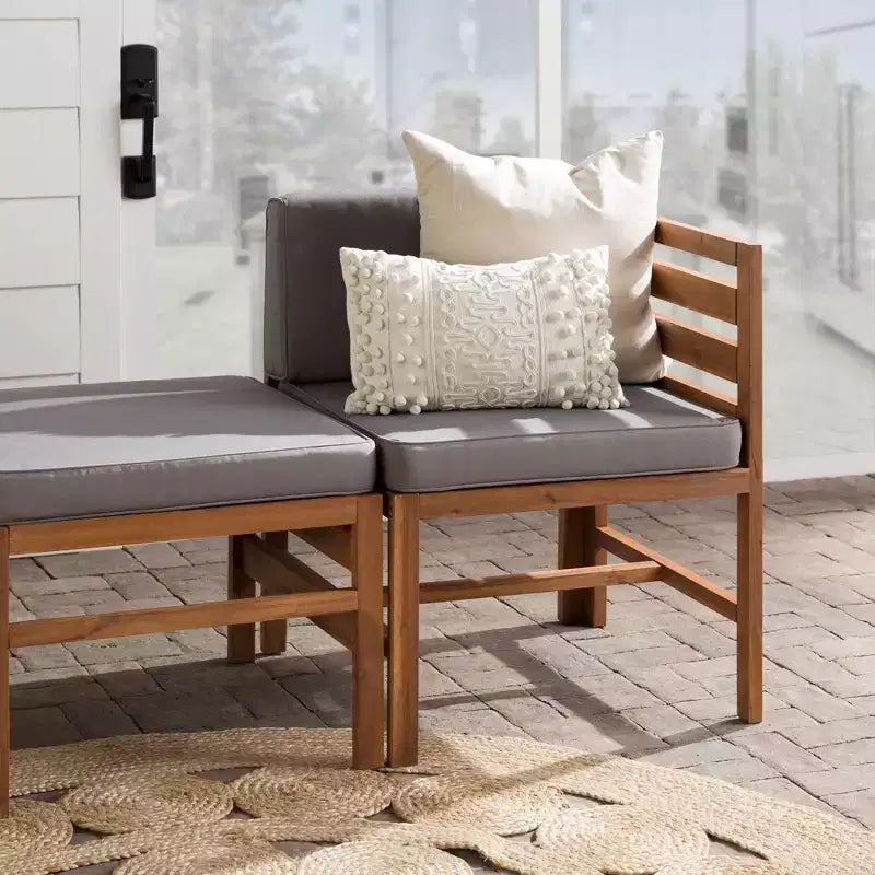 Set Divano e Poltrone da Esterno Modulari a 3 Pezzi in Legno di Acacia con Cuscini - Saracina Home