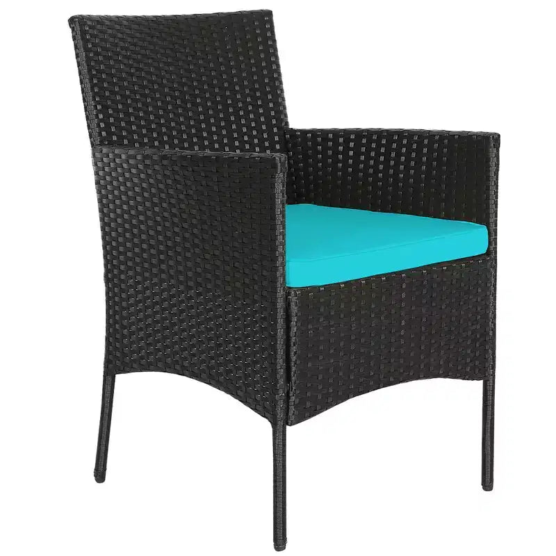 Costway Set Arredamento da Giardino 4 Pezzi con Divano in Rattan Cuscini e Tavolino da Caffè Turchese/Rosso/Bianco/Grigio/Blu scuro