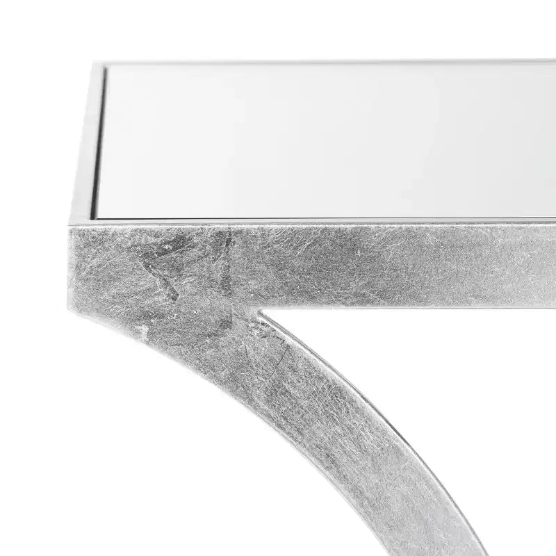 Tavolino d'appoggio rettangolare con ripiano in oro/bianco e argento/specchio, a 2 livelli, per 1 persona