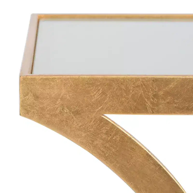 Tavolino d'appoggio rettangolare con ripiano in oro/bianco e argento/specchio, a 2 livelli, per 1 persona