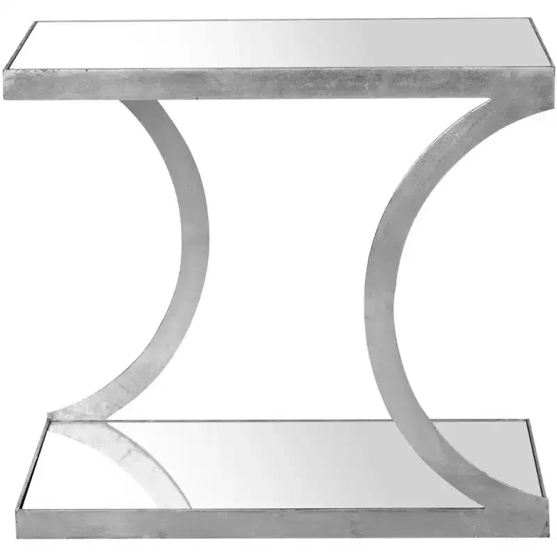 Tavolino d'appoggio rettangolare con ripiano in oro/bianco e argento/specchio, a 2 livelli, per 1 persona