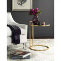 Tavolino rotondo accentuato oro con piano in vetro a specchio, 1 pezzo