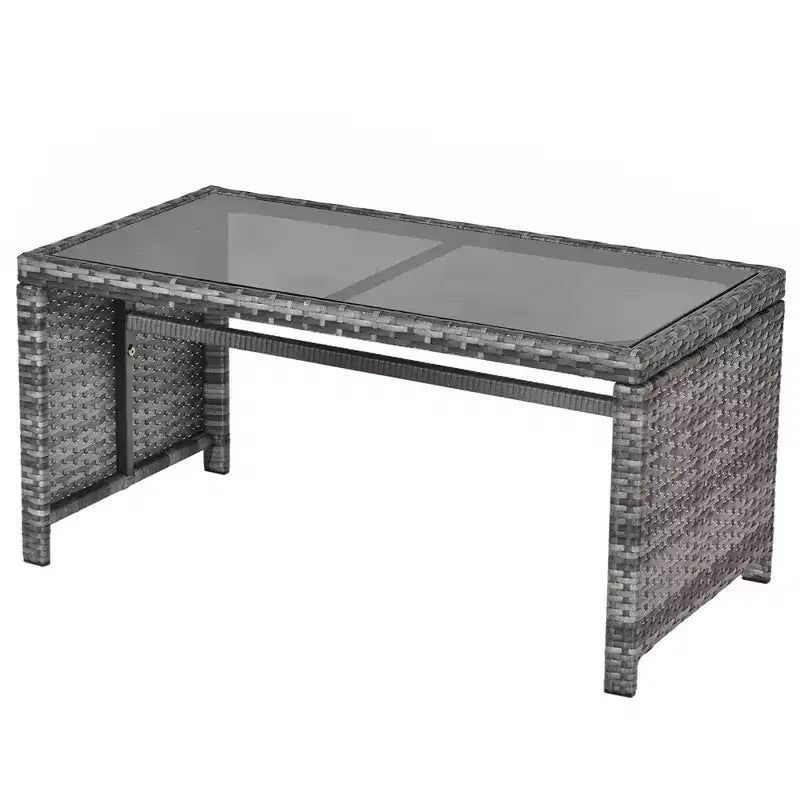 Costway Set Divani da Esterno 4 Pezzi in Rattan Tavolino Vetro con Cuscini Turchese/Rosso/Grigio/Beige/Blu Scuro/Nero