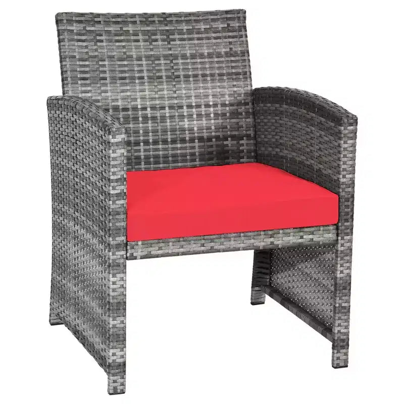 Costway Set Divani da Esterno 4 Pezzi in Rattan Tavolino Vetro con Cuscini Turchese/Rosso/Grigio/Beige/Blu Scuro/Nero