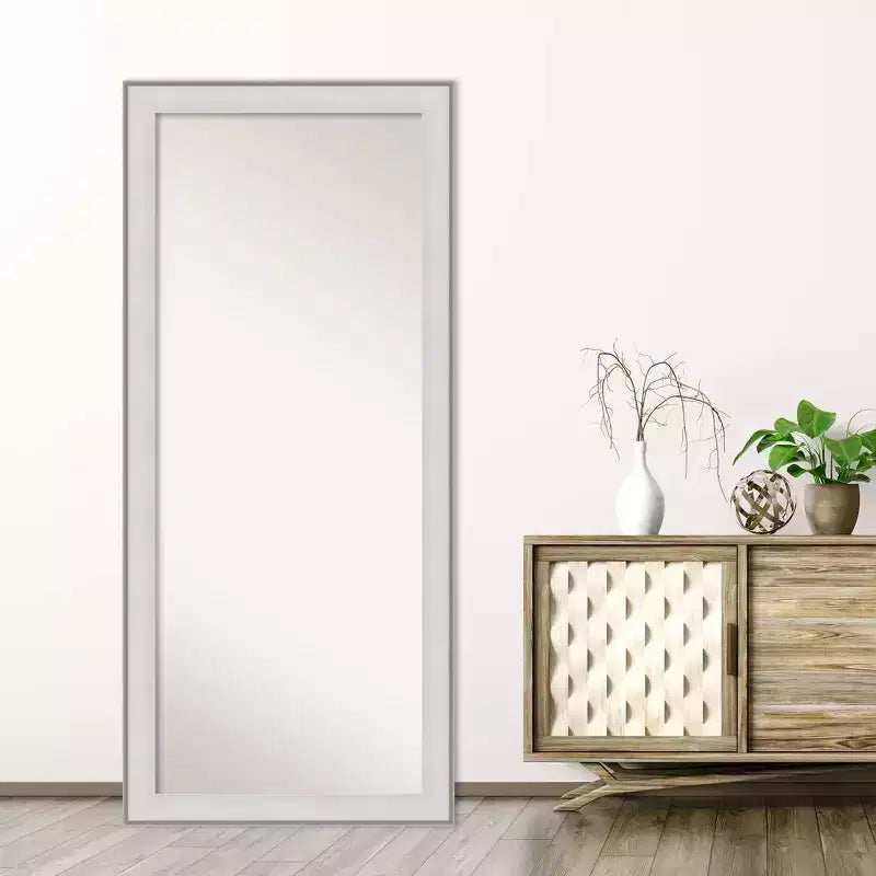 Specchio da terra/a parete rettangolare, argento/bianco, 1 persona, 74 x 165 cm
