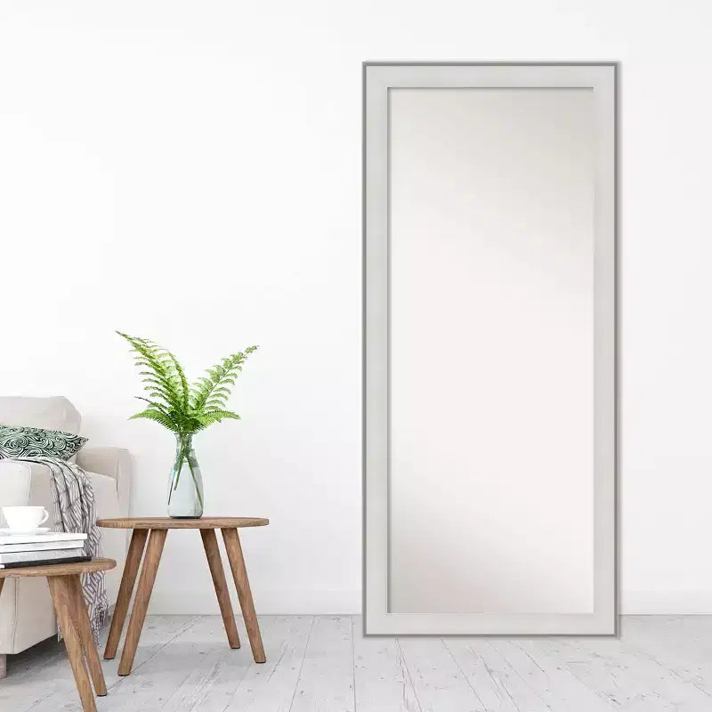 Specchio da terra/a parete rettangolare, argento/bianco, 1 persona, 74 x 165 cm