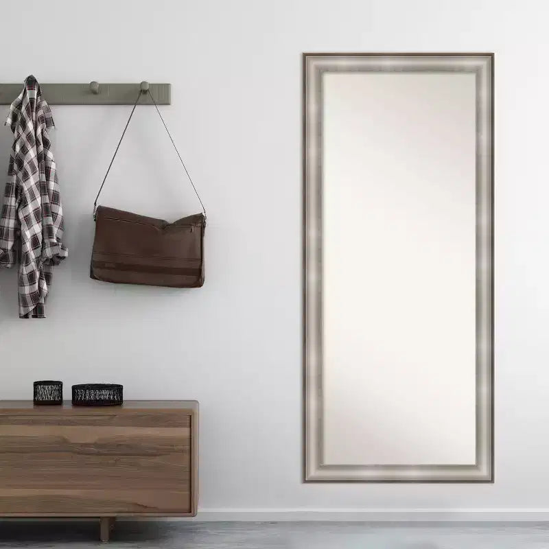 Specchio da terra/a parete rettangolare, argento/bianco, 1 persona, 74 x 165 cm