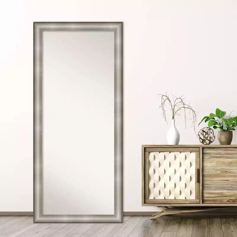 Specchio da terra/a parete rettangolare, argento/bianco, 1 persona, 74 x 165 cm