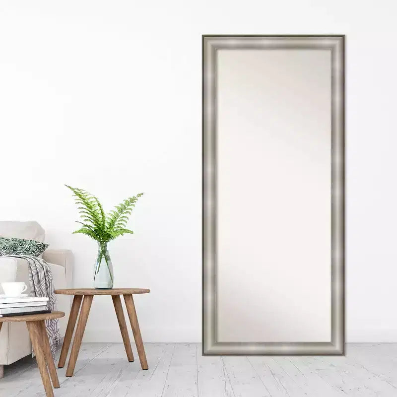 Specchio da terra/a parete rettangolare, argento/bianco, 1 persona, 74 x 165 cm