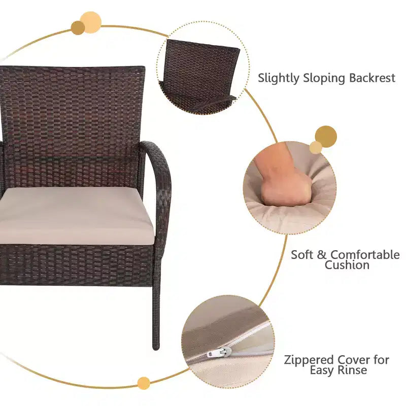 Set di mobili da giardino in rattan Costway da 4 pezzi Set da conversazione per esterni Tavolino da caffè con cuscini