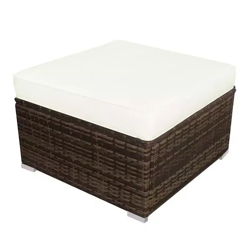 Costway Set Mobili da Giardino in Rattan Intrecciato 5 Pezzi, Divano Senza Braccioli, Pouf, Cuscini