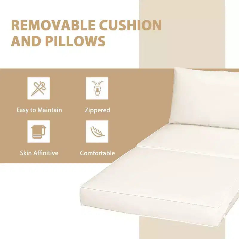 Costway Set Mobili da Giardino in Rattan Intrecciato 5 Pezzi, Divano Senza Braccioli, Pouf, Cuscini