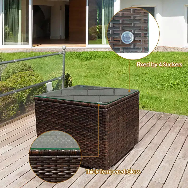 Set Divano da Esterno Costway 3 Pezzi in Rattan, con Cuscini Turchese\Rosso