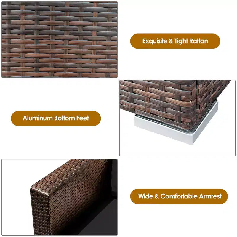 Set Divano da Esterno Costway 3 Pezzi in Rattan, con Cuscini Turchese\Rosso