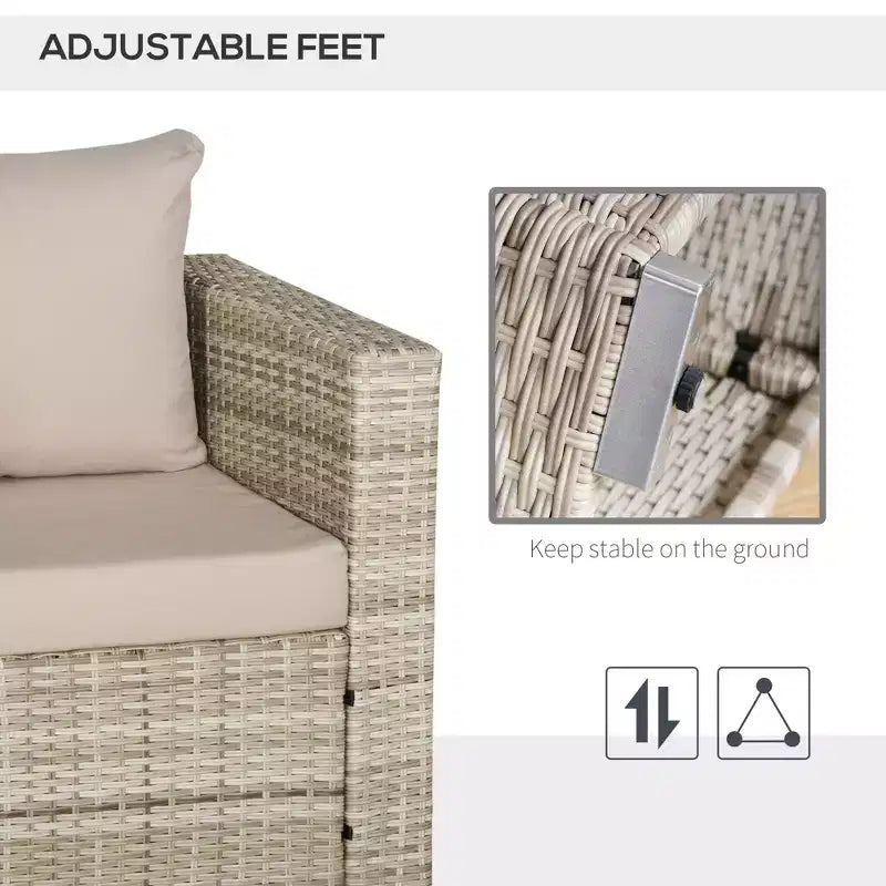 Set da 3 Pezzi per Patio Outsunny, Mobili da Balcone in Rattan PE Intrecciato, Tavolo e Sedie con Cuscini, Tavolo Composito per Appartamento, Grigio