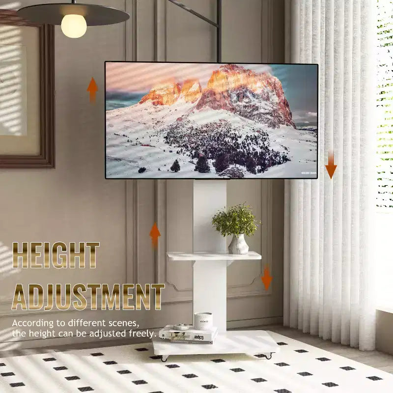 Mobile TV per TV da 32-75 pollici, carrello TV mobile ad altezza regolabile con cassetto e ruote per soggiorno, camera da letto e ufficio -ModernLuxe