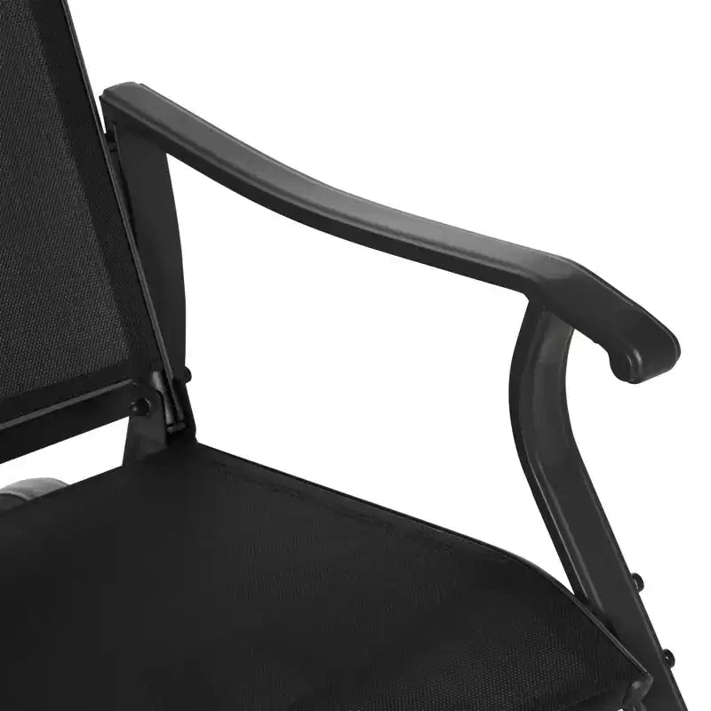 Outsunny Set di 4 Pezzi con Dondoli, Salotto da Esterno con Panchina Dondolo a 2 Posti, Sedia Sling Singola e Tavolino da Caffè in Vetro, Nero