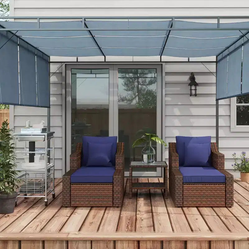 Outsunny Set Mobili da Giardino 5 Pezzi, Salottino da Esterno in Rattan PE per Tutte le Stagioni con Sedie, Poggiapiedi, Tavolino, Cuscini e Guanciali Inclusi