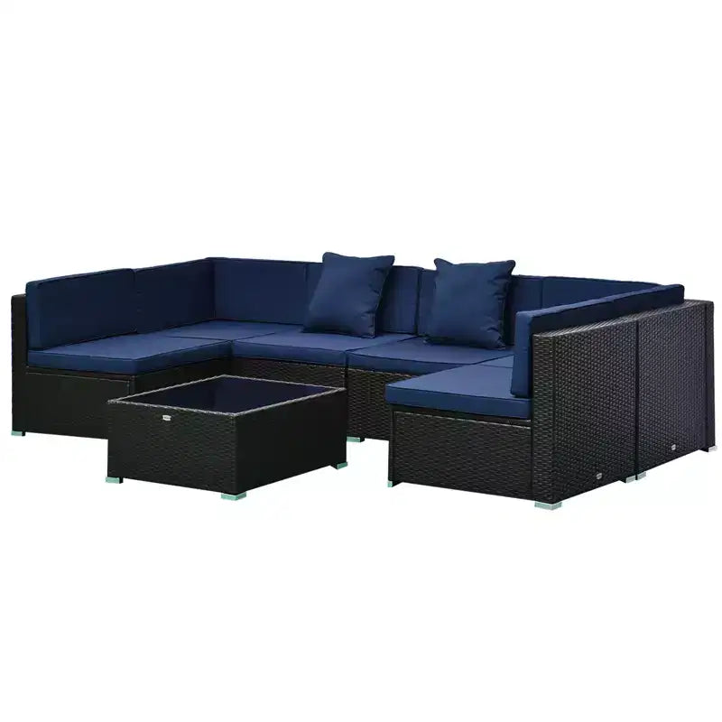 Outsunny Set di Mobili da Esterno a 7 Pezzi per Patio in Rattan Moderno, Perfetto per Giardino, Terrazza e Cortile