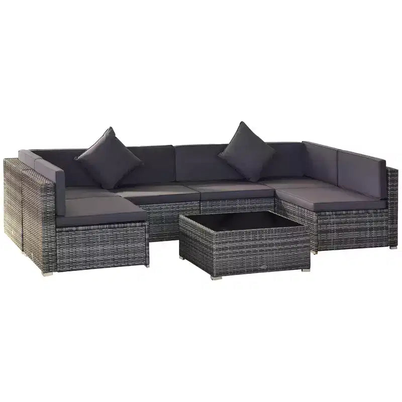 Outsunny Set di Mobili da Esterno a 7 Pezzi per Patio in Rattan Moderno, Perfetto per Giardino, Terrazza e Cortile