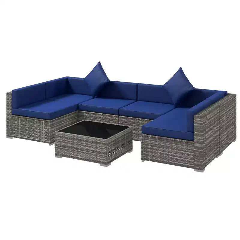 Outsunny Set di Mobili da Esterno a 7 Pezzi per Patio in Rattan Moderno, Perfetto per Giardino, Terrazza e Cortile
