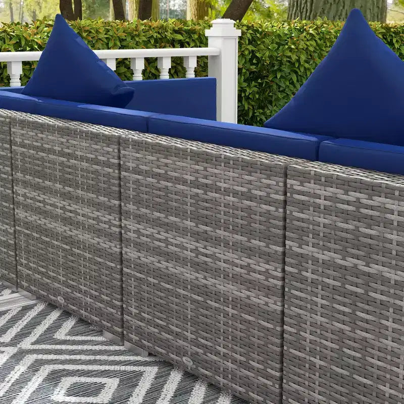 Outsunny Set di Mobili da Esterno a 7 Pezzi per Patio in Rattan Moderno, Perfetto per Giardino, Terrazza e Cortile
